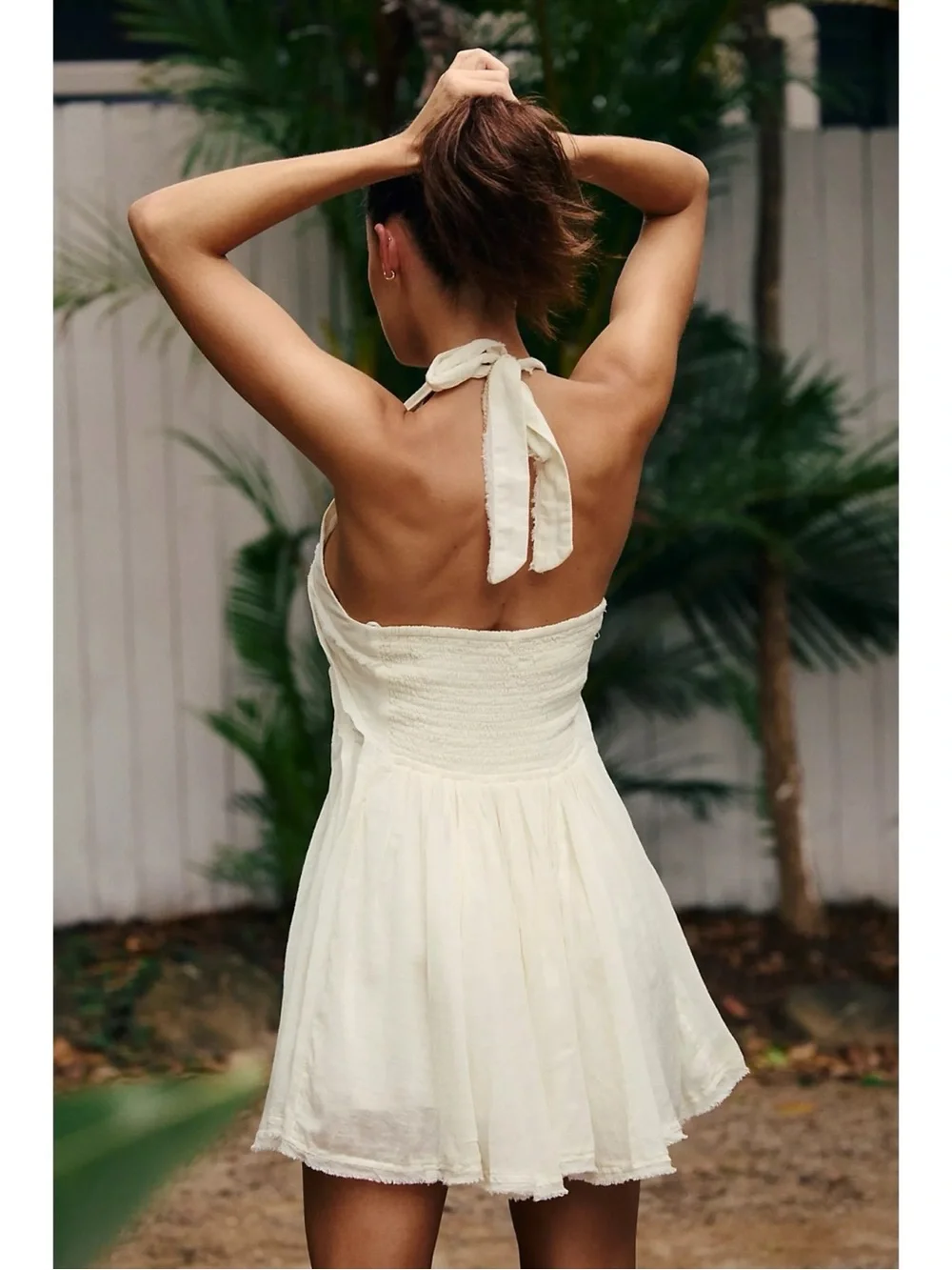 Free People Ethereal Romantic Billowy Halter Mini Dress Summer Sand Fairy Small